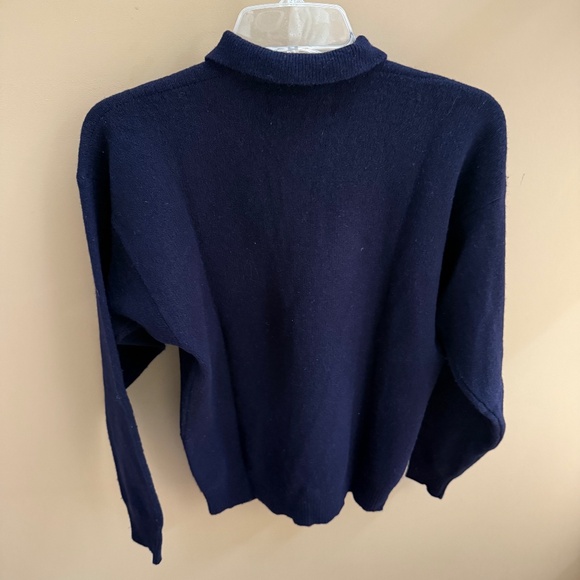 VTG Polo Ralph Lauren Blue Collared Crest Two Button Lambswool Sweater Men’s M - Picture 2 of 11